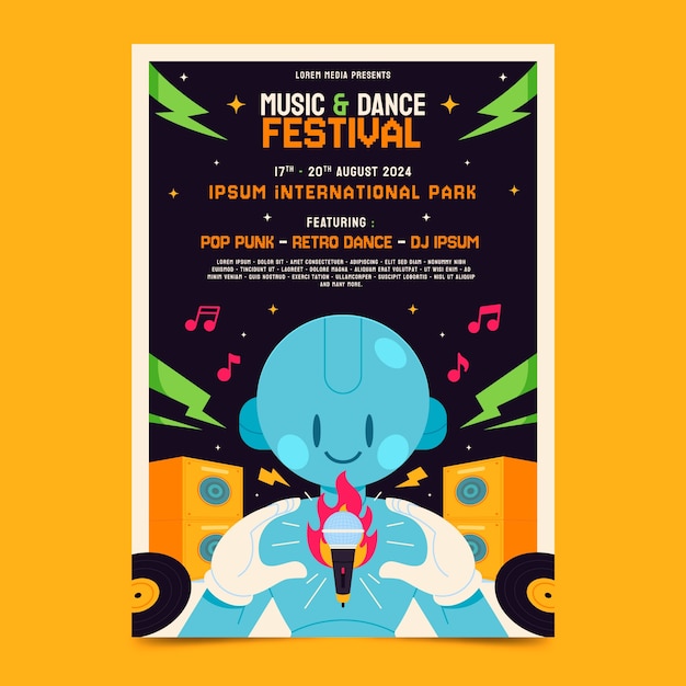 Handgetekende poster van een muziekfestival