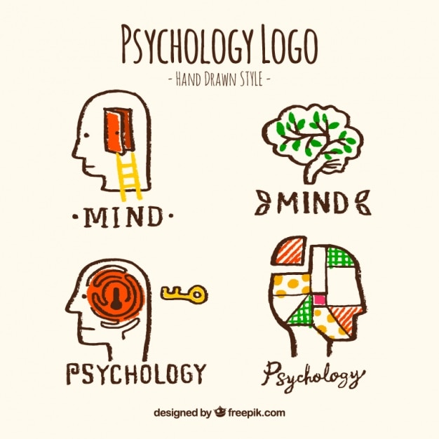 Handgetekende psychologie logos