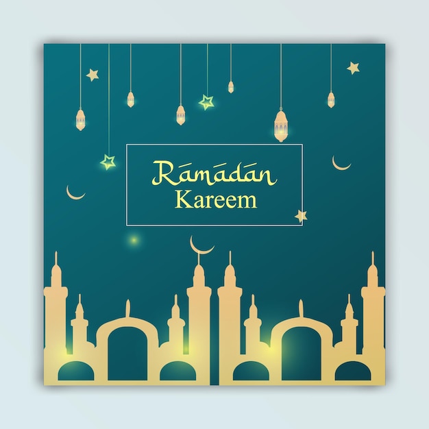 Handgetekende ramadan kareem instagram postsjabloon