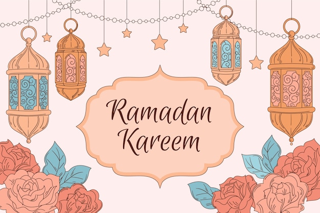 Vector handgetekende ramadan viering achtergrond