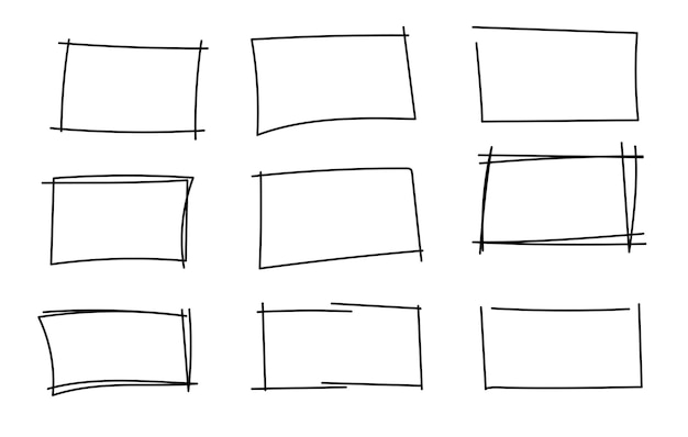 Vector handgetekende rechthoekframes