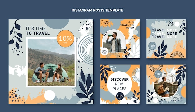 Vector handgetekende reis instagram post