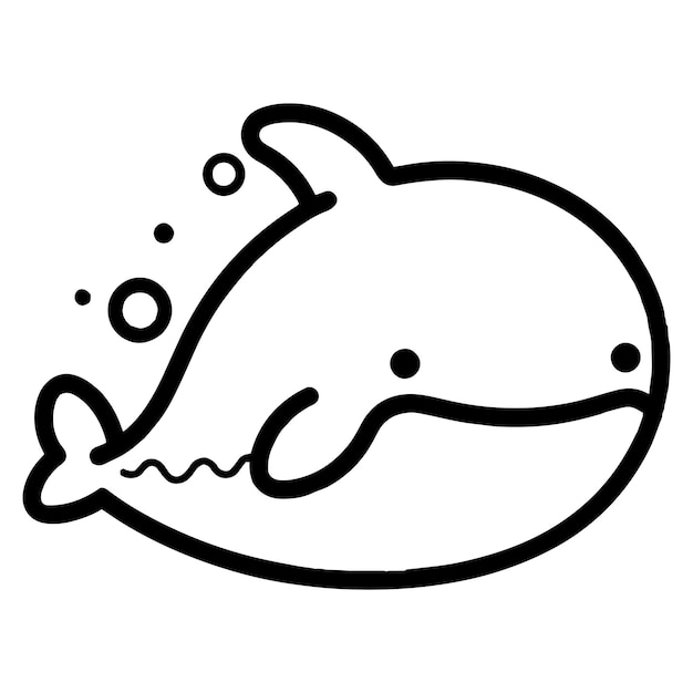 Handgetekende schattige walvis in doodle stijl