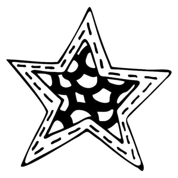 Handgetekende schets van een ster op een witte achtergrond