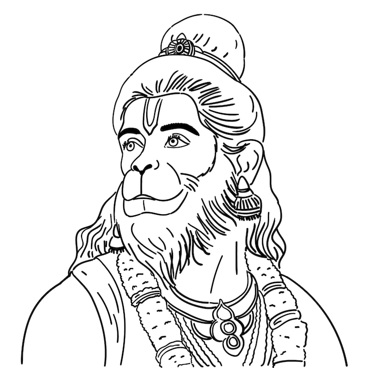 Vector handgetekende schets van hanuman vector illustratie