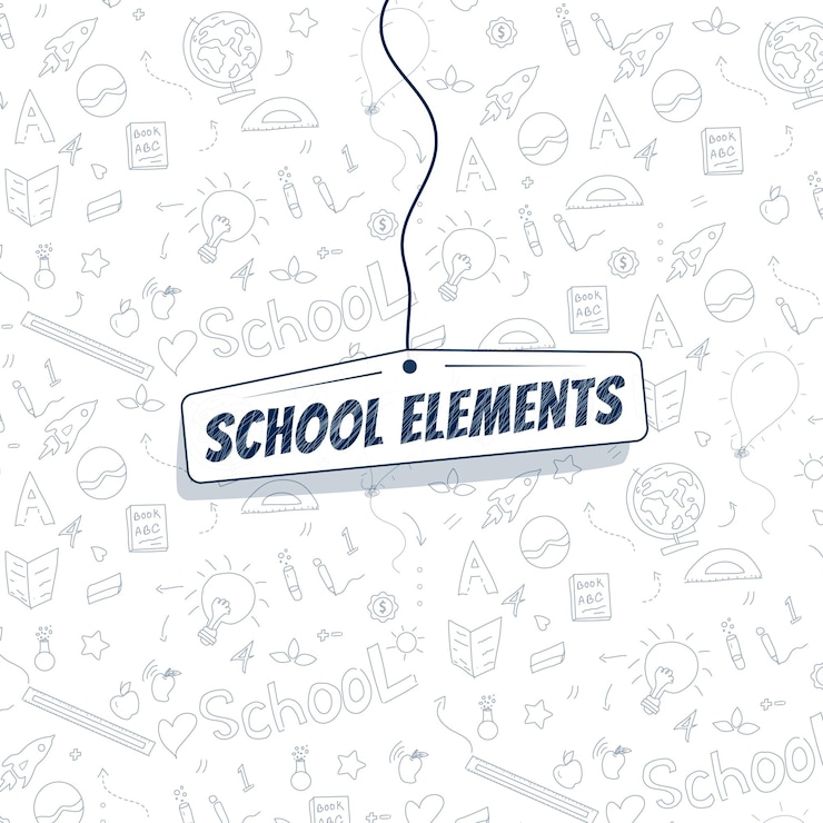 Vector handgetekende school achtergrond vectorelementen met pictogram patroon schets kunst graphics
