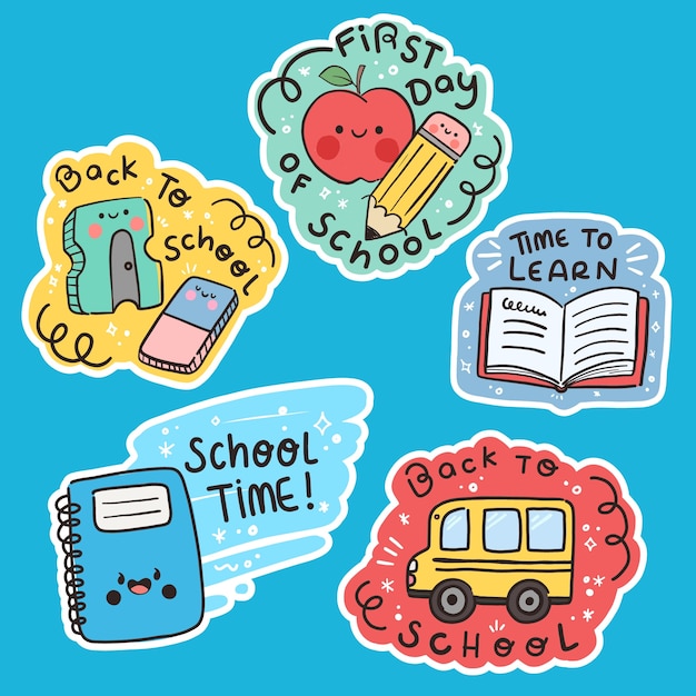 Handgetekende schoolstickerset