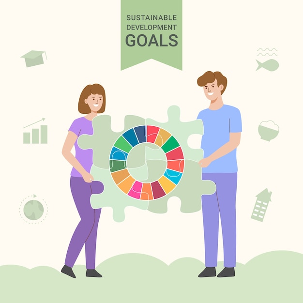 Handgetekende sdg-illustratie