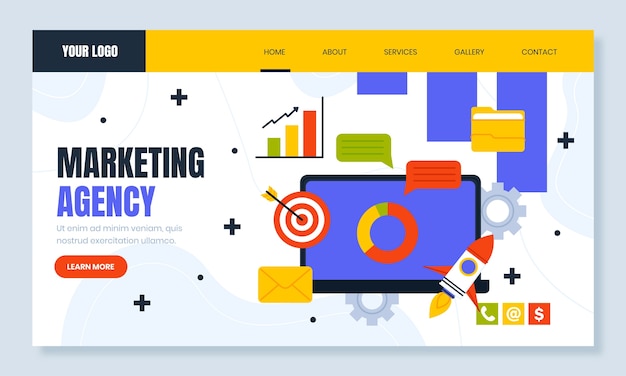 Handgetekende sjabloon van het marketingbureau