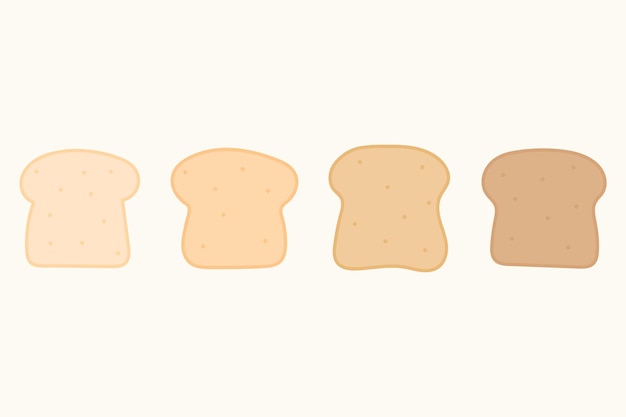 Handgetekende sneetjes brood, toast. Cartoon design food element bakkerij collectie. Natuurlijk eten.