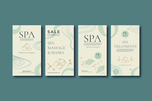 Vector handgetekende spa salon sjabloonontwerp