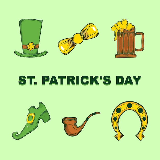 Handgetekende st patricks dag illustratie