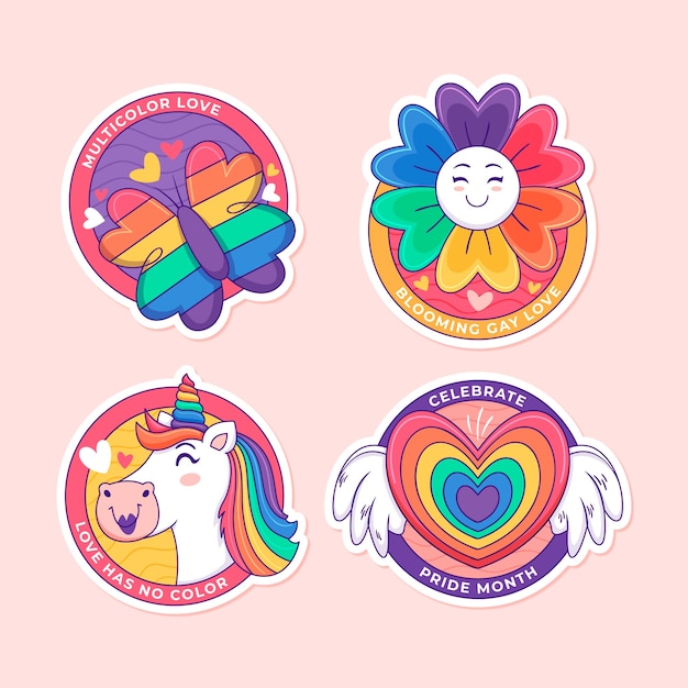 Handgetekende stickercollectie voor de Pride-maandviering