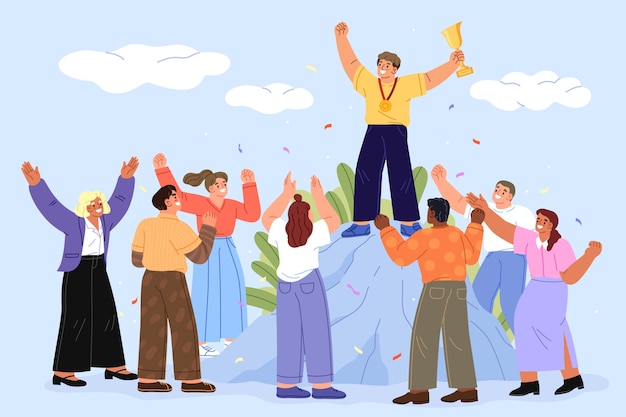 Handgetekende succesillustratie