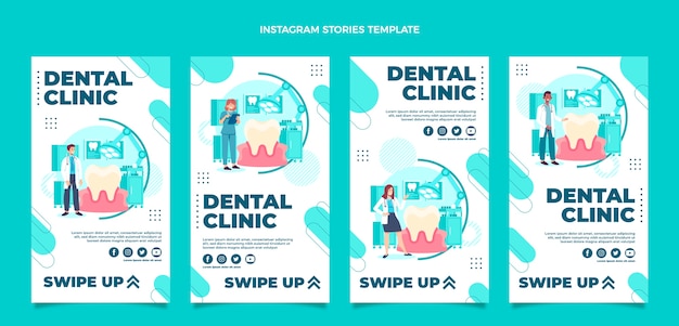 Vector handgetekende tandheelkundige kliniek instagramverhalen