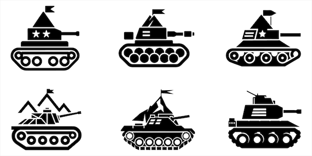 Handgetekende tank set vector op witte achtergrond