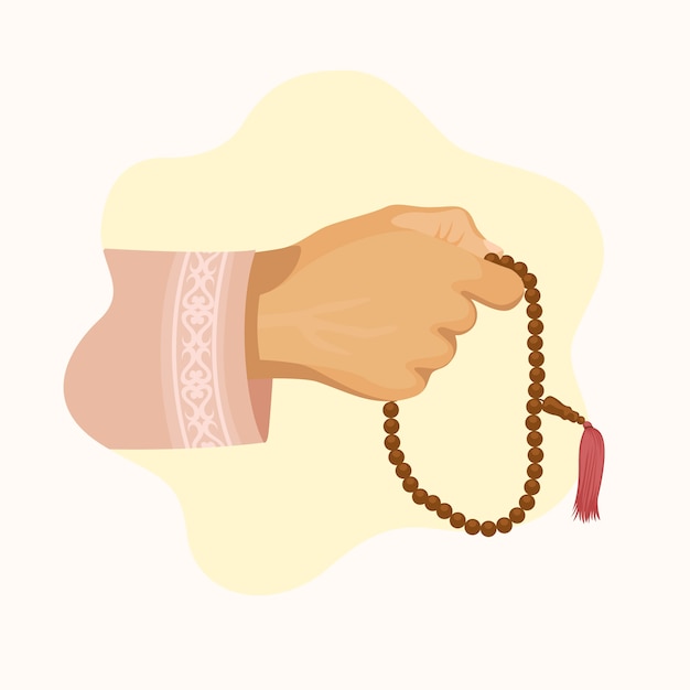 Handgetekende tasbih-illustratie