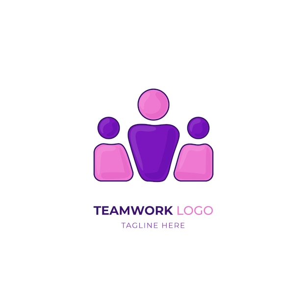 Handgetekende teamwerk logo ontwerpsjabloon