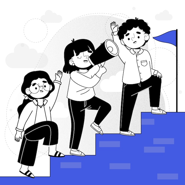 Handgetekende teamwerkillustratie