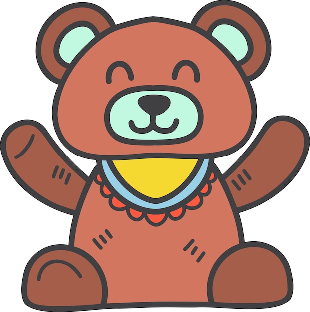 Handgetekende teddybeer ter illustratie van kinderen