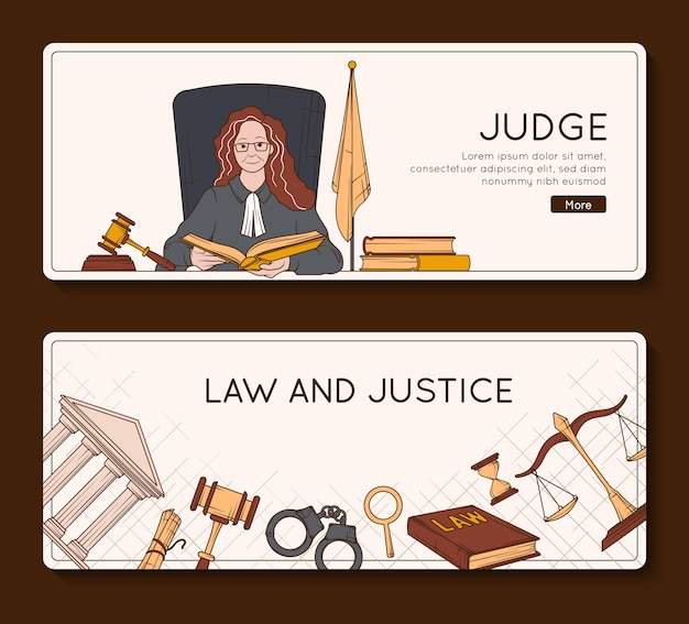 Handgetekende template voor horizontale banners van rechters