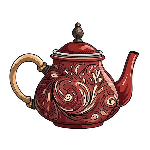 Handgetekende theepot cartoon vector illustratie clipart witte achtergrond