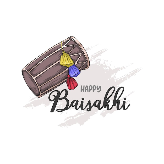 Handgetekende trommel blij Baisakhi