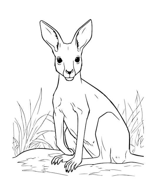 Handgetekende vector Kangoeroe kleurboekillustratie