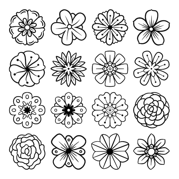 Handgetekende vector met één bloem