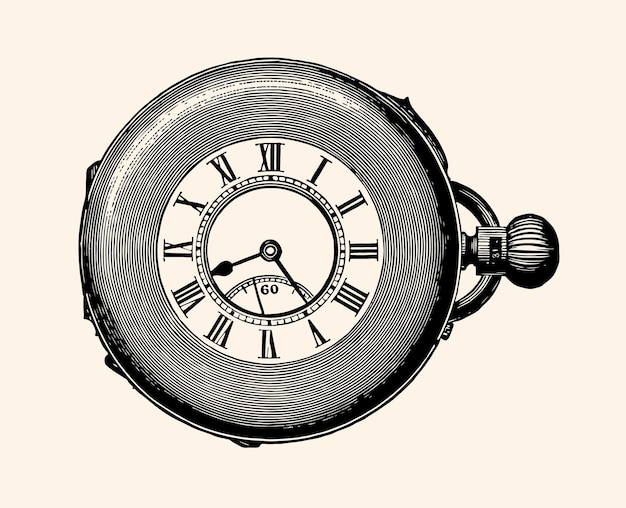 Vector handgetekende vector tekening schets achtergrond van een antieke zakhorloge vintage