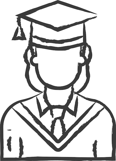Handgetekende vectorillustratie van een afstudeermeisje