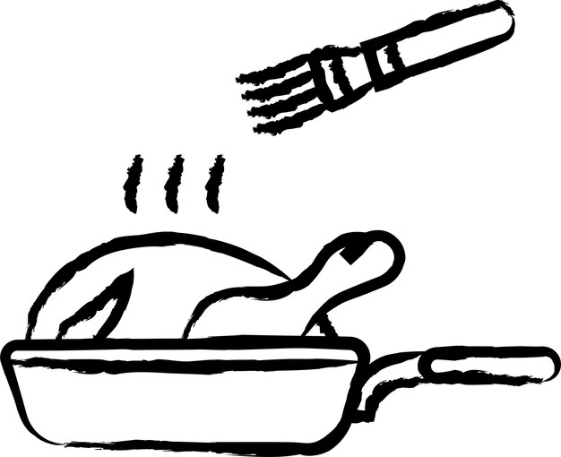 Handgetekende vectorillustratie van een kalkoenplaat