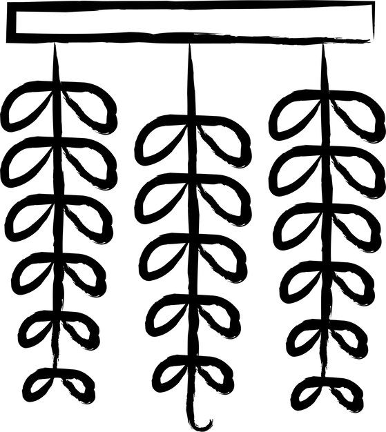Handgetekende vectorillustratie van een reeks nikkelplanten