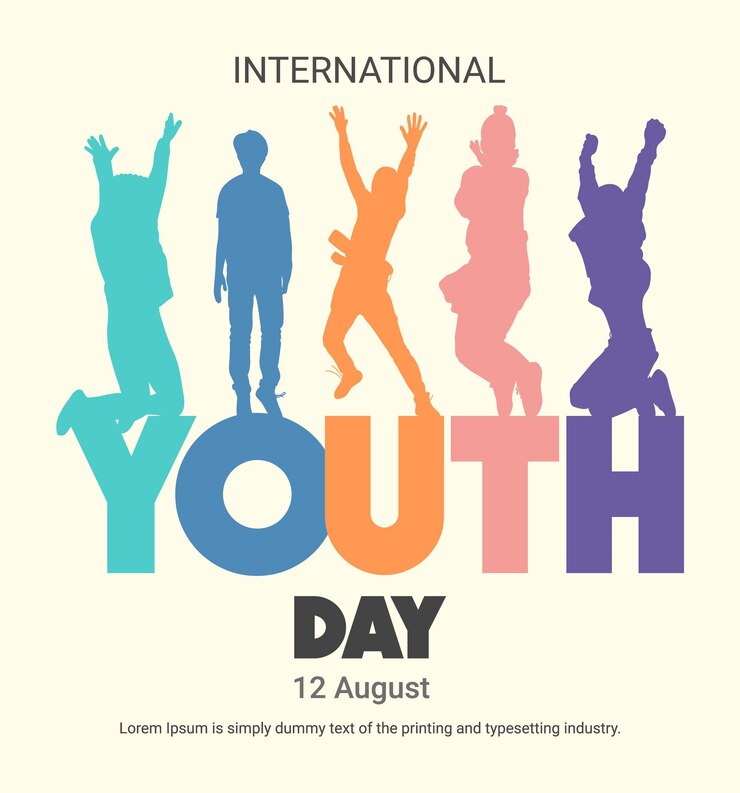 Handgetekende vectorillustratie van internationale jeugddag 12 augustus