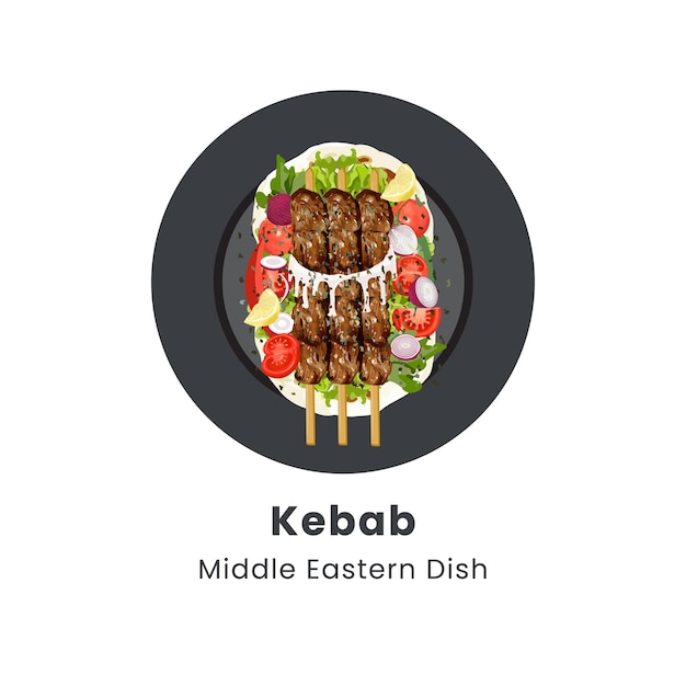 Handgetekende vectorillustratie van Lula Kebab of Turkse kebab