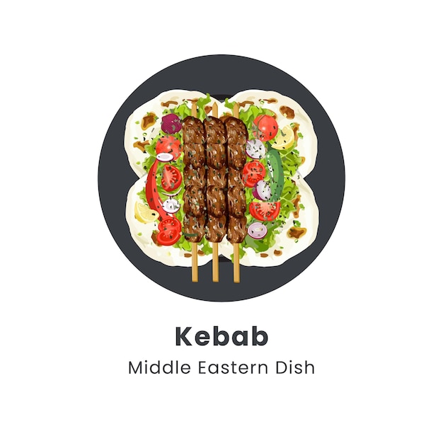 Handgetekende vectorillustratie van Lula Kebab of Turkse kebab