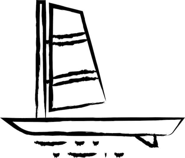 Handgetekende vectorillustratie van windsurfen