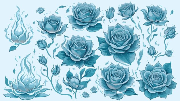Handgetekende vectorillustratie van Winter Roses Card