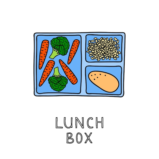 Handgetekende vegetarische lunchbox