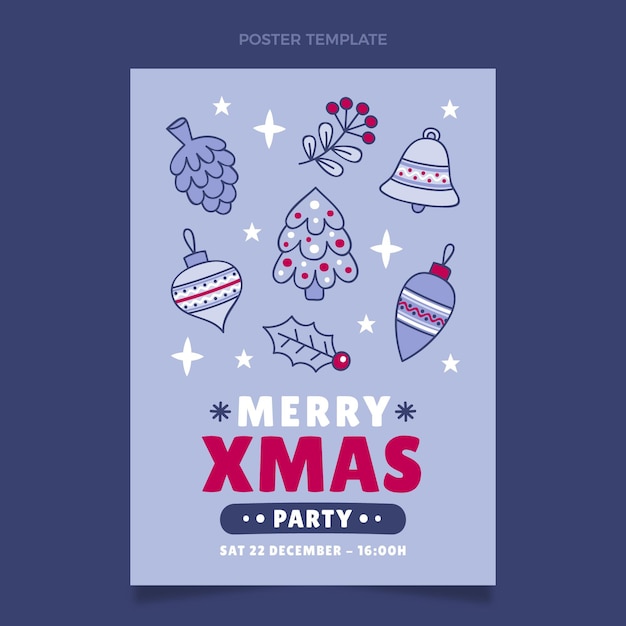 Vector handgetekende verticale kerstpostersjabloon