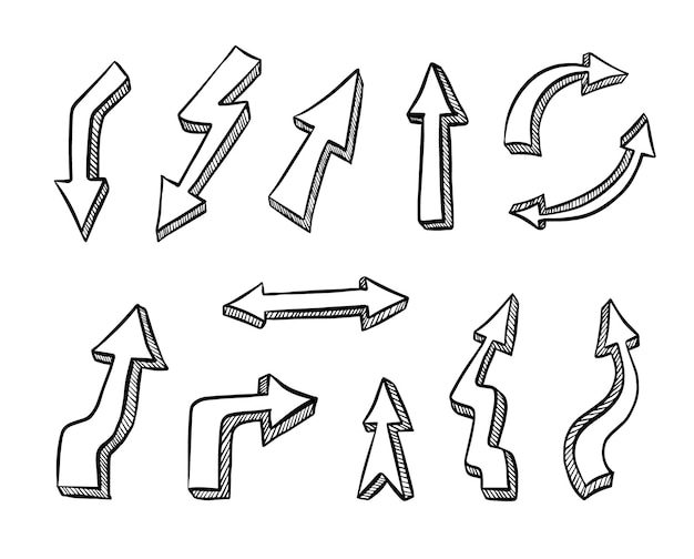 Vector handgetekende verzameling pijlen