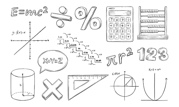 Handgetekende verzameling wiskundige formules