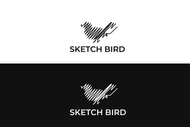 Vector handgetekende vogel logo ontwerp