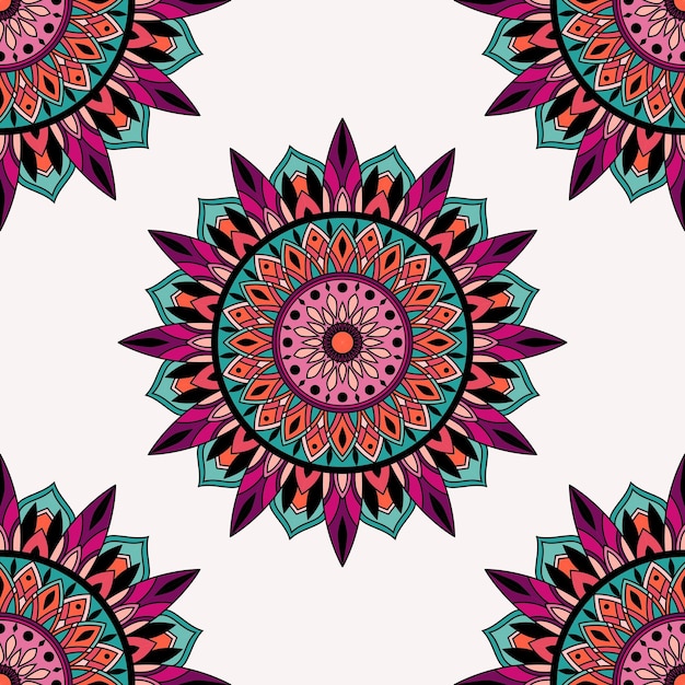 Handgetekende volledige kleur mandala achtergrond