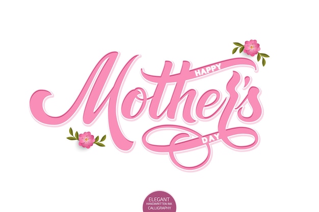 Handgetekende volumetrische belettering happy mothers day