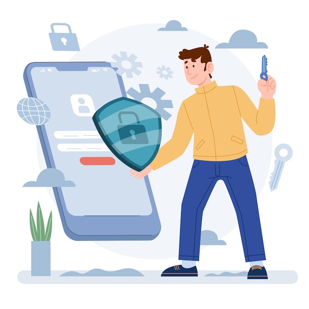 Vector handgetekende vpn-illustratie