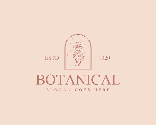 Handgetekende vrouwelijke schoonheid minimale bloemen botanische logo sjabloon voor spa salon huid haarverzorging