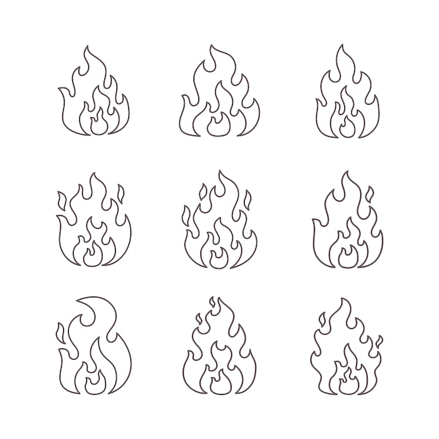 Handgetekende vuur schets illustratie