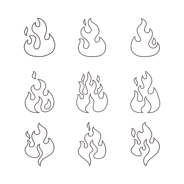 Handgetekende vuur schets illustratie