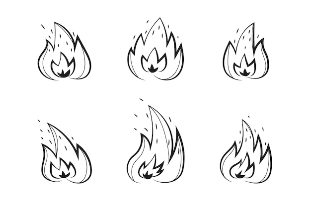 Handgetekende vuur schets illustratie